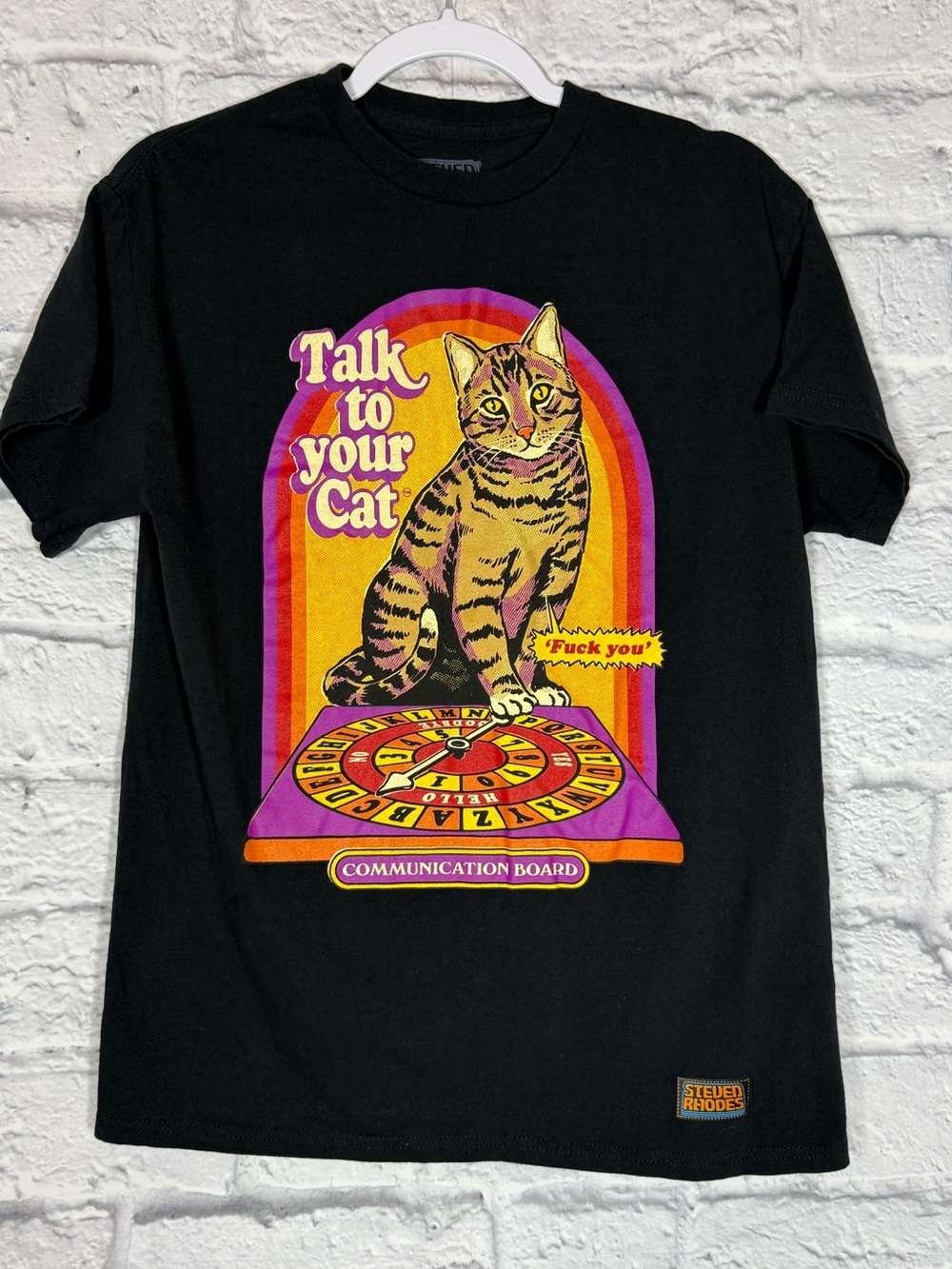 Steven Rhodes “Talk to your Cat” Funny Tee Medium